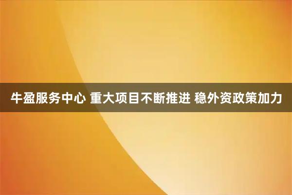 牛盈服务中心 重大项目不断推进 稳外资政策加力